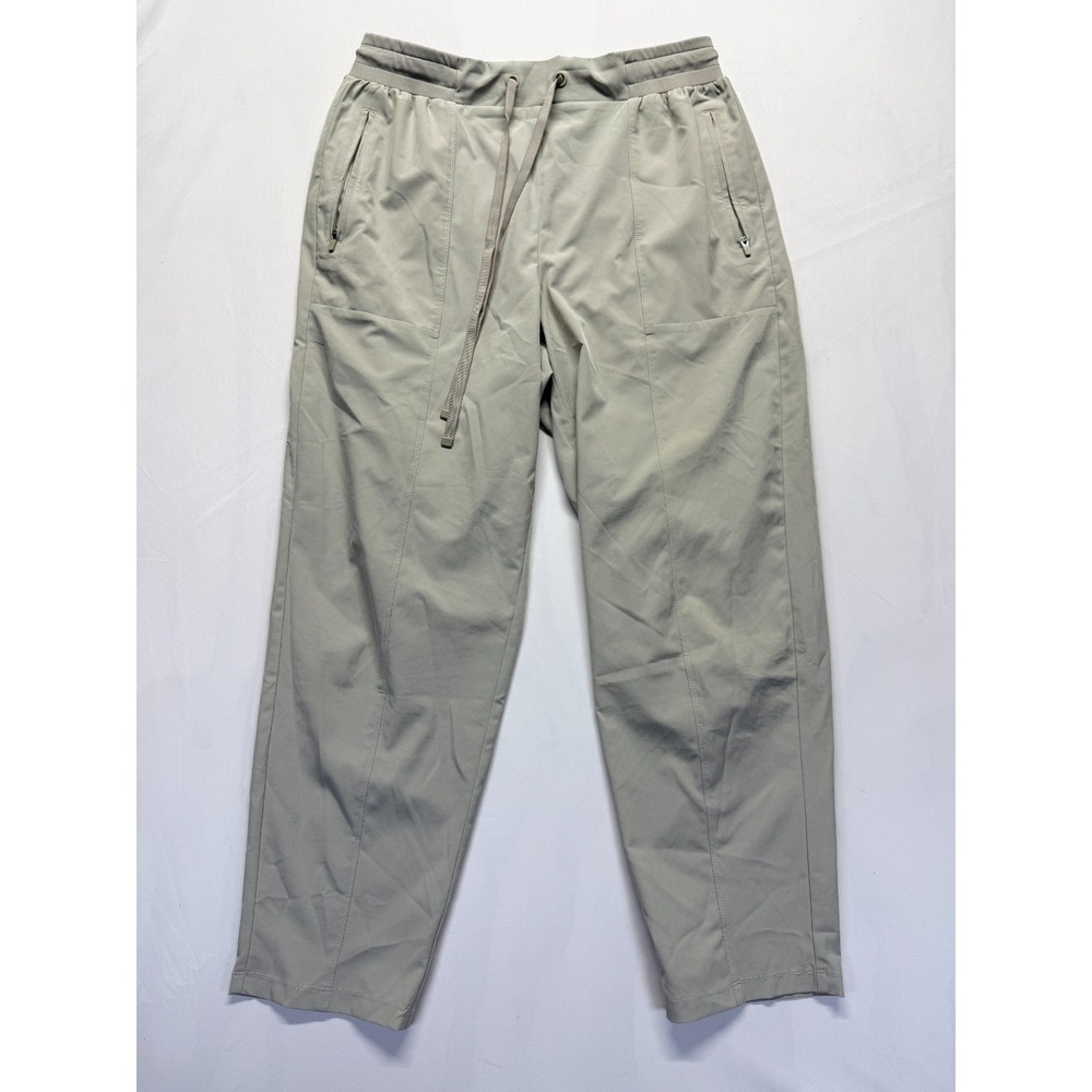 Lou & Grey Ankle Pants Womens‎ Medium Beige High Rise Drawstring Tapered Leg